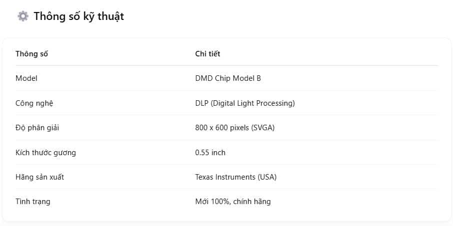 Thông số CHIP DMD 8060 nhỏ